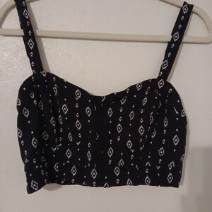 Lorimer NYC Aeropostale Bra Top Halter Black Aztec Print Sz. L Adjustable Straps